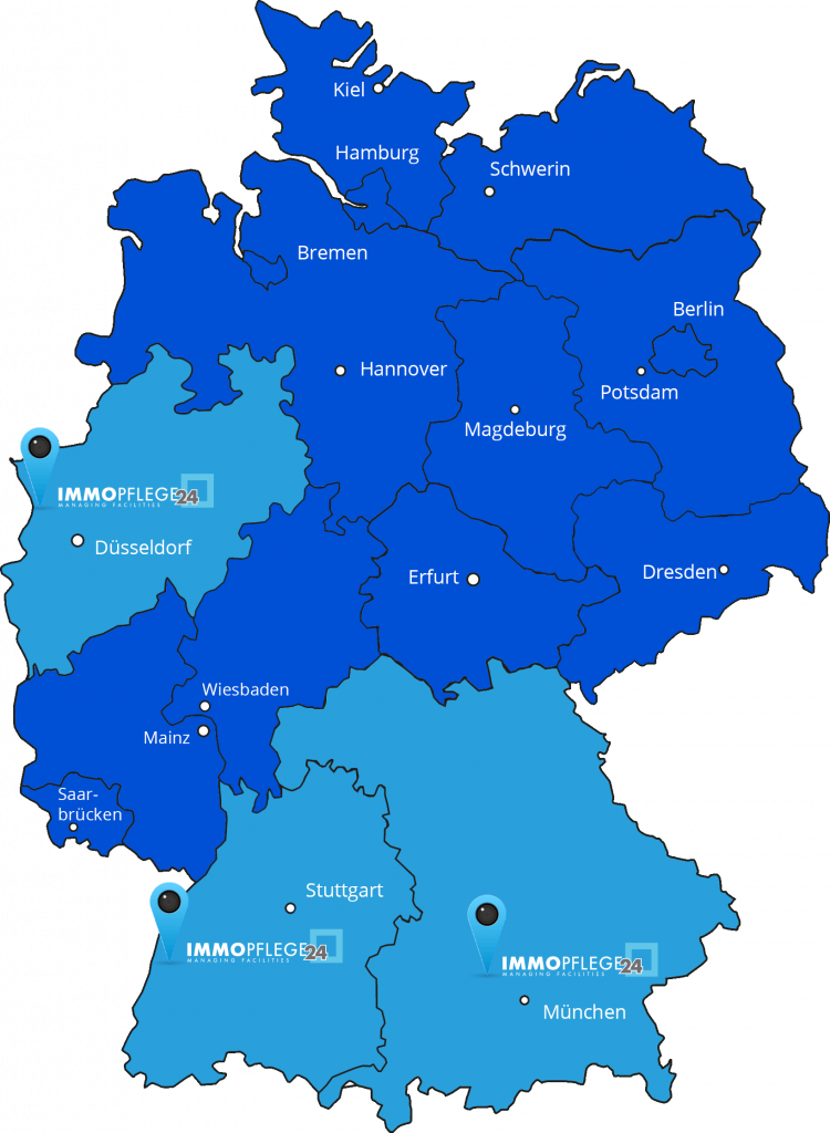 Deutschlandkarte mit den Standorten der Immopflege-24